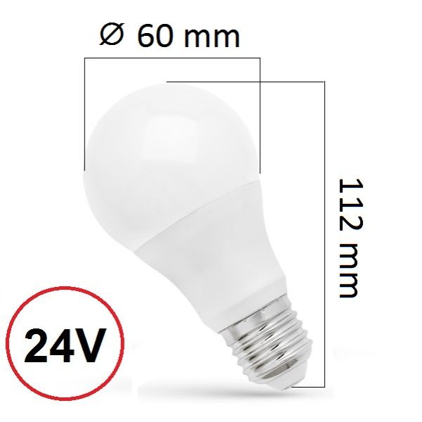 LED žárovka E27 10W 1100lm 24V AC/DC, denní, ekvivalent 76W