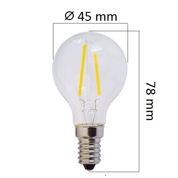 Retro  LED žárovka E14 4W 400lm G45, denní, filament, ekvivalent  32W DOPRODEJ