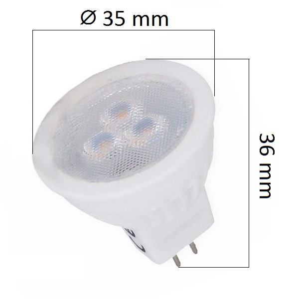 LED žárovka MR16 3W 255lm 3,5cm 12V teplá, ekvivalent 25W