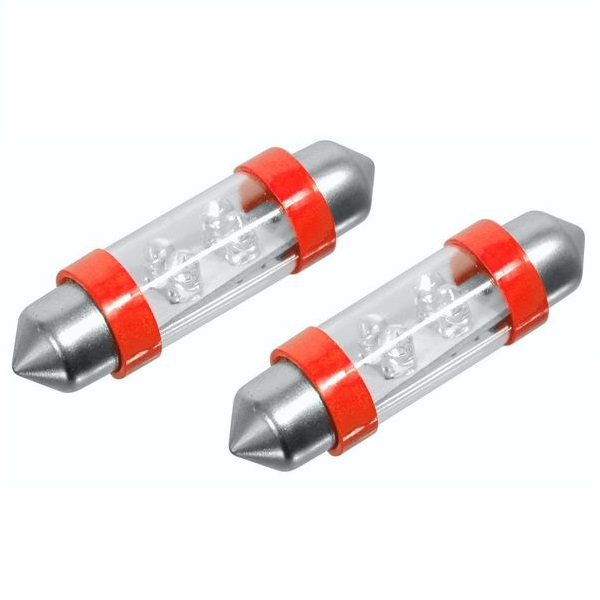 Led autožárovka 4LED 12V suf. SV8.5 38mm červená 2ks