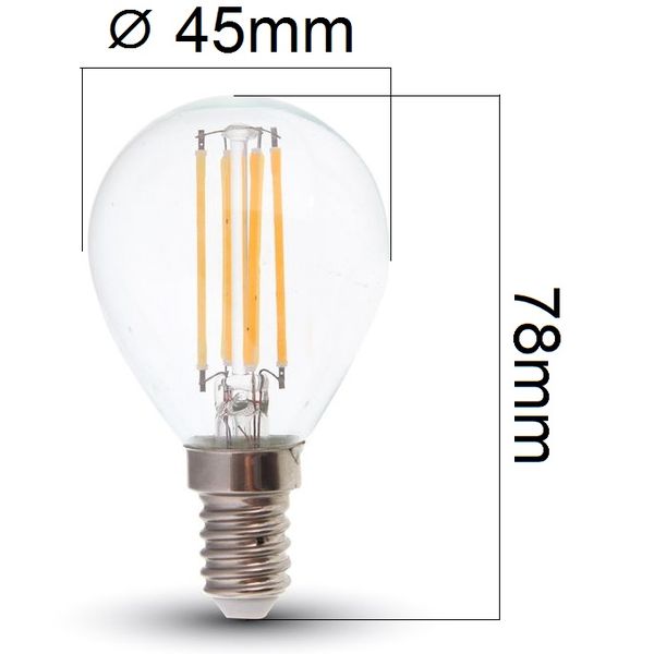 Stmívatelná retro LED žárovka E14 4W 320lm G45 teplá, filament, ekvivalent 30W