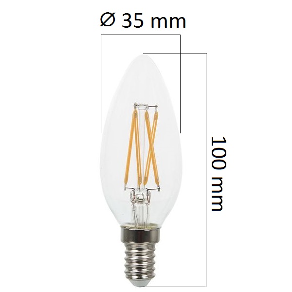 Stmívatelná retro LED žárovka E14 4W 350lm teplá, filament, ekvivalent 30W