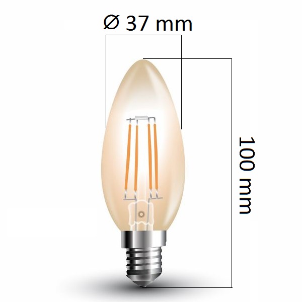 Retro LED žárovka E14 4W 350lm extra teplá, filament, ekvivalent 35W