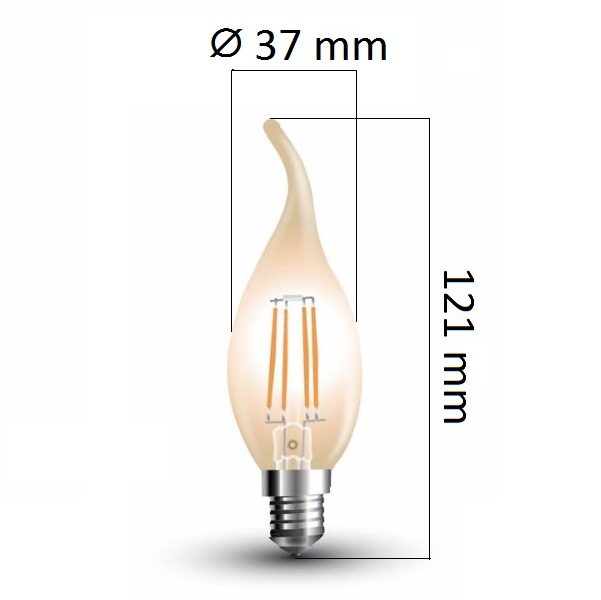 Retro LED žárovka E14 4W 350lm extra teplá, filament, ekvivalent 35W
