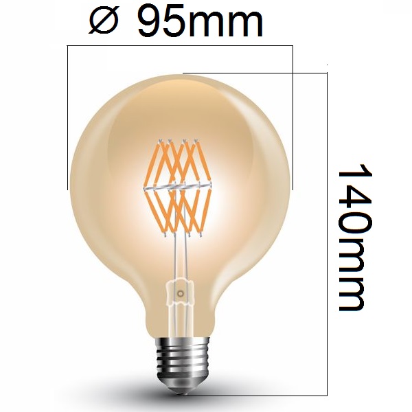 Retro LED žárovka E27 7W 600lm G95 extra teplá, filament, ekvivalent 60W