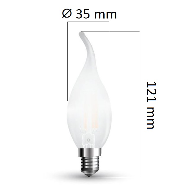 Stmívatelná retro LED žárovka E14 4W 350lm teplá, filament, ekvivalent 40W