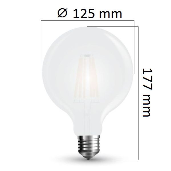 Stmívatelná retro LED žárovka E27 7W 750lm G125 teplá, filament, POSLEDNÍ KUS