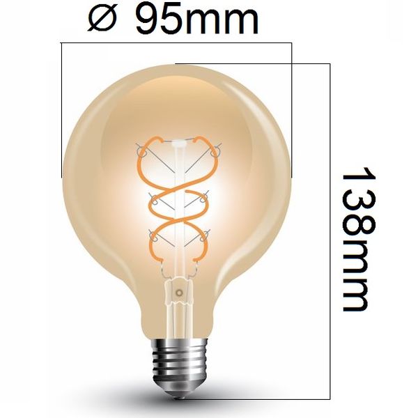 Retro LED žárovka E27 5W 300lm G95 extra teplá, filament, ekvivalent 30W