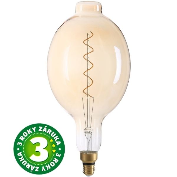 Stmívatelná prémiová retro MAXI LED žárovka E27 8W 500lm EXTRA TEPLÁ,  filament,  3 roky