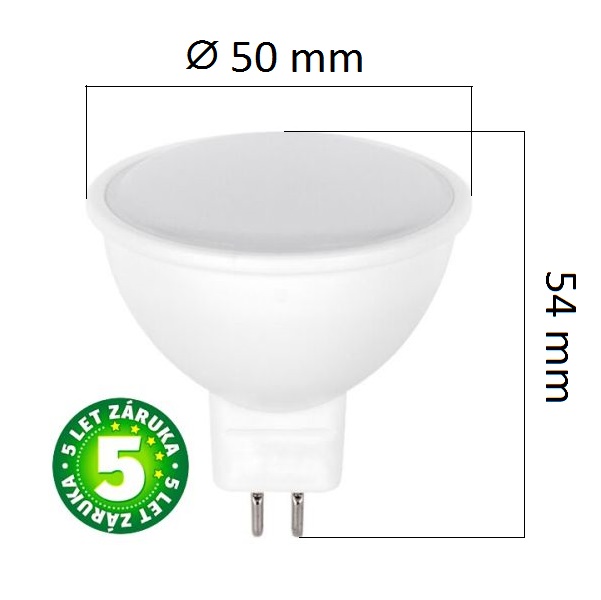 LED žárovka MR16 5W 320lm 12V, denní, ekvivalent 30W, 5 let - POSLEDNÍ KUSY