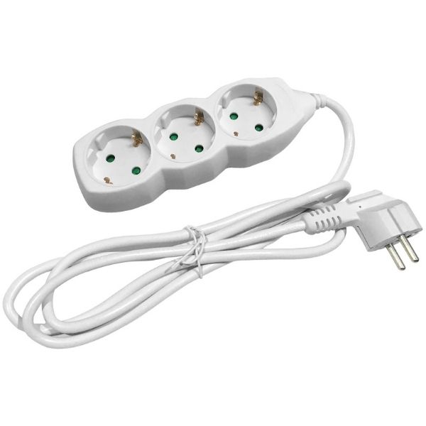 SCHUKO prodlužovací kabel - 3 zásuvky, 1,5m, bílý 3G1.5