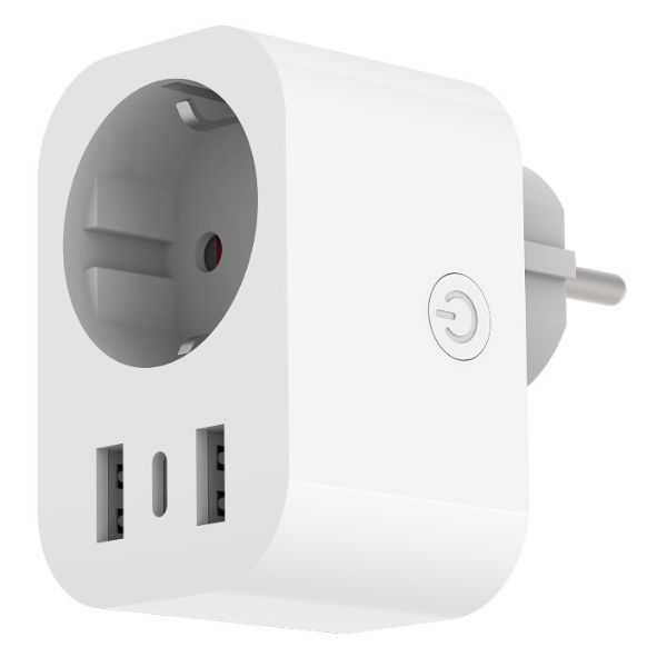 Chytrá zásuvka 1 x SCHUKO, 2 x USB A, 1 x USB C, mobilní aplikace, TUYA