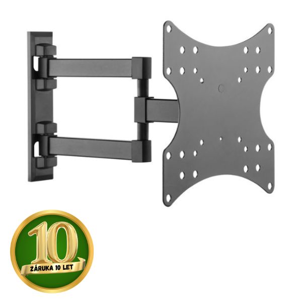 Držák na TV 23"-42" na zeď Holmios, kloubový 90°h 3-10°v, nosnost 20kg, 10 let záruka