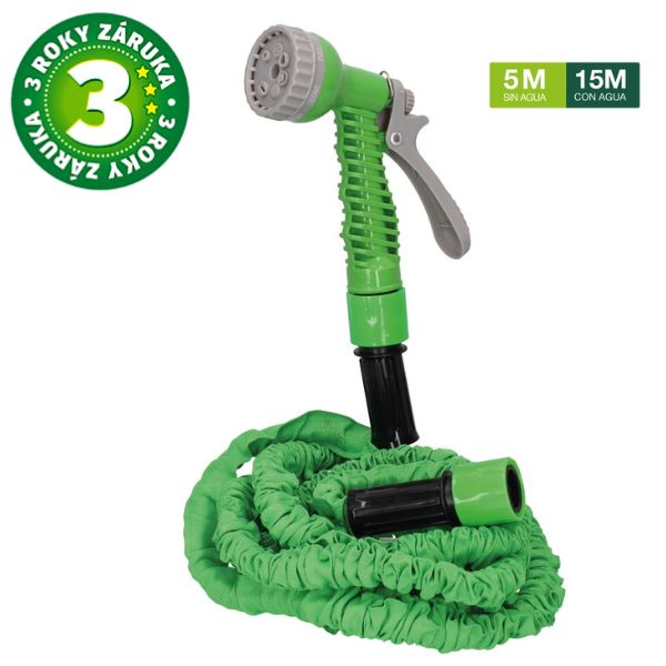 Zahradní hadice Navelis max 15m, smršťovací, s pistolí, 7 funkcí kropení, 3 roky záruka