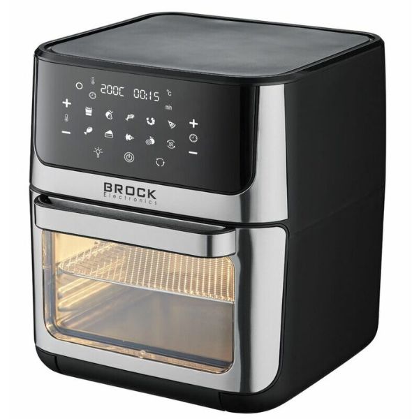 Horkovzdušná fritéza digitální Brock 12l s grilem, 1800W, okno, osvětlení, 10 programů