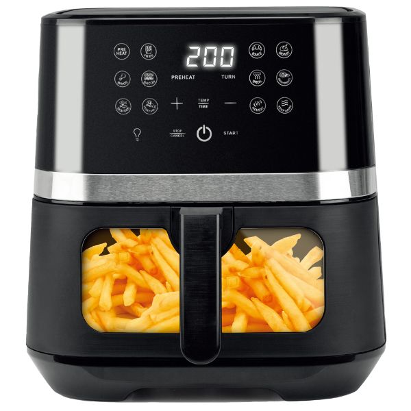 Horkovzdušná fritéza digitální Brock 6,5l, 1800W, okno, osvětlení, 12 programů