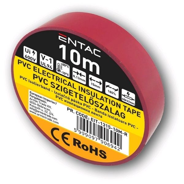 Izolační páska  PVC 15mm / 10m červená