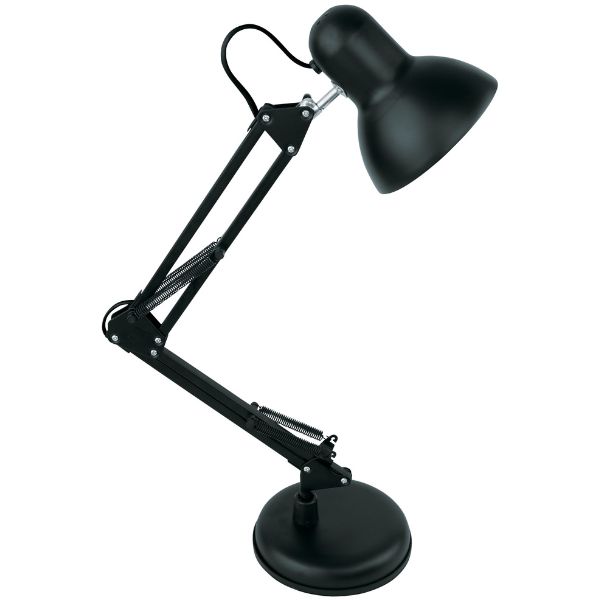 Kloubová stolní lampa na jednu žárovku E27,  černá