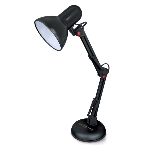 Kloubová stolní lampa na jednu žárovku E27, černá