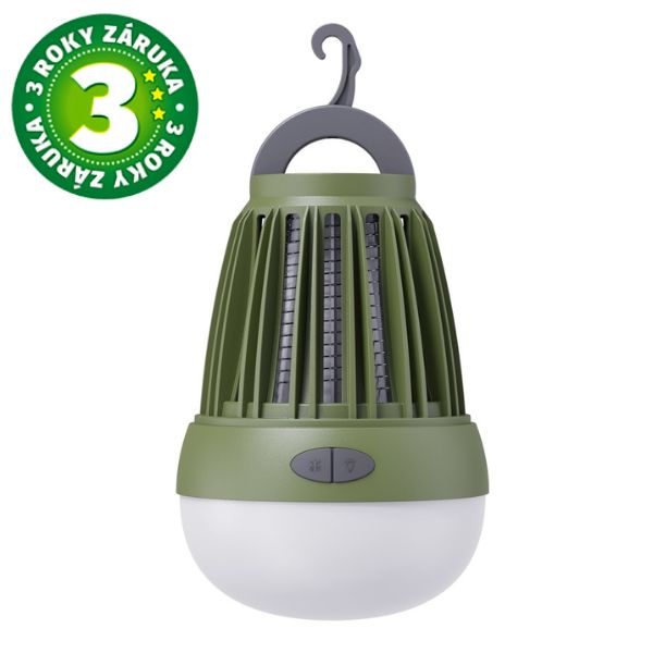 LED svítilna s UV lapačem hmyzu Navelis 5W 30m2 70lm studené světlo, nabíjecí, 3 roky zár.