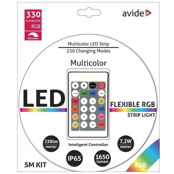 Set: profi voděodolný LED pásek 7,2W/m, RGB, délka 5m s pokročilým ovládáním a zdrojem