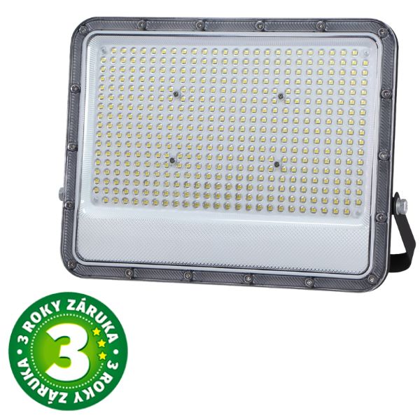 Prémiový ultratenký LED reflektor šedý 300W 28500lm, studená barva světla, 3 roky záruka