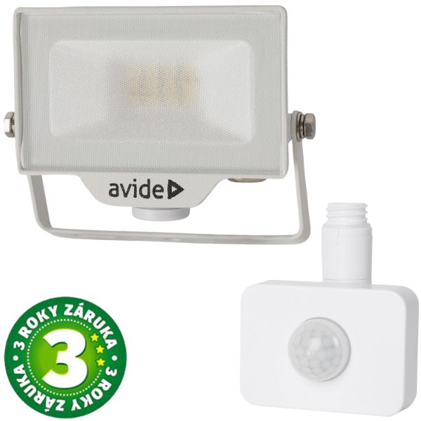 Prémiový ultratenký LED reflektor bílý 10W 1000lm, denní, s čidlem pohybu, 3 roky