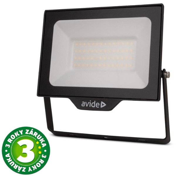 Prémiový ultratenký LED reflektor černý 50W 5000lm, denní, s přípravou na čidlo, 3 roky