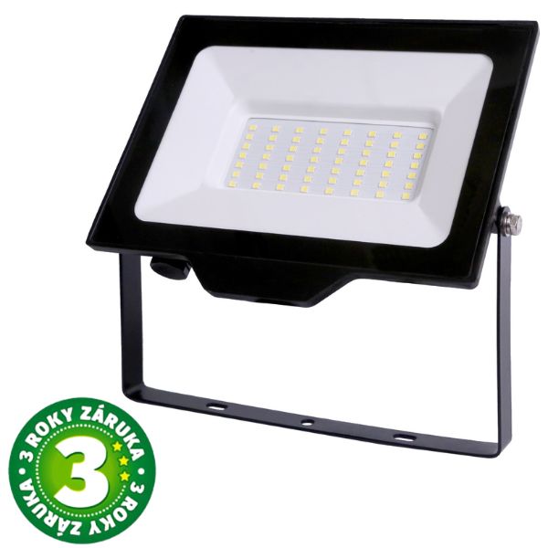 Prémiový ultratenký LED reflektor černý  50W 5000lm, denní,    3 roky