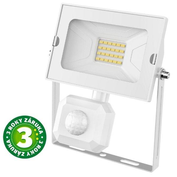 Prémiový ultratenký LED reflektor s čidlem pohybu bílý  20W 1600lm, denní, 3 roky