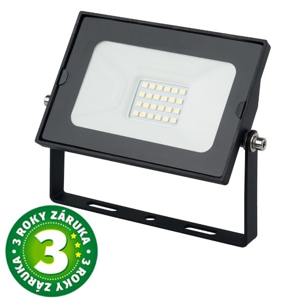 Prémiový ultratenký LED reflektor černý 20W 1600lm, denní, 3 roky