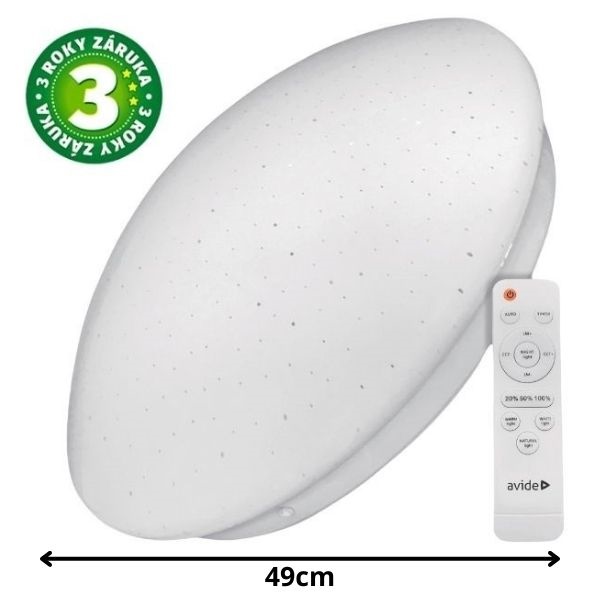 Prémiové led stropní svítidlo Avide Stella XL 49cm 48W 3100lm CCT dálkové ovládání, 3 roky