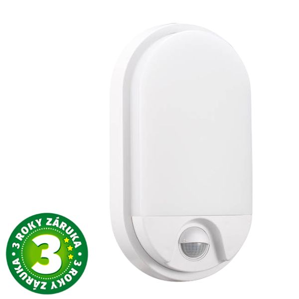 Prémiové LED venkovní osvětlení Doko ovál s čidlem pohybu IP54 15W 1100lm denní, 3 roky