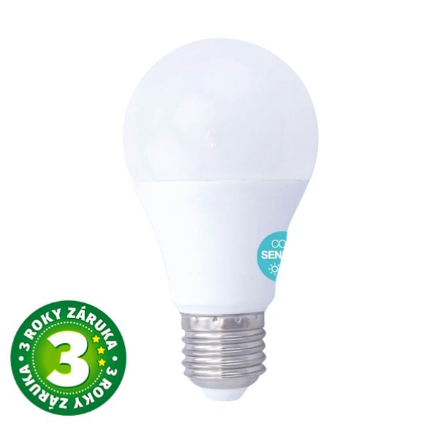 Prémiová LED žárovka E27 se soumrakovým senzorem 9W, 950lm, teplá, ekv. 69W, 3 roky záruka