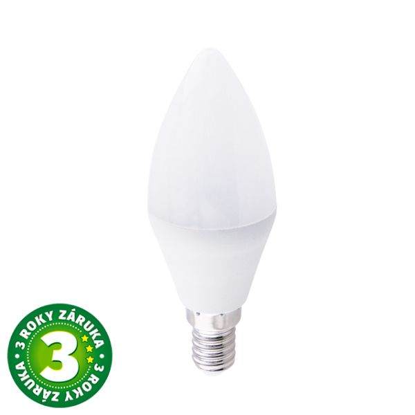 Prémiová LED žárovka svíčka E14 7,5W 700lm denní, ekv. 53W, 3 roky záruka