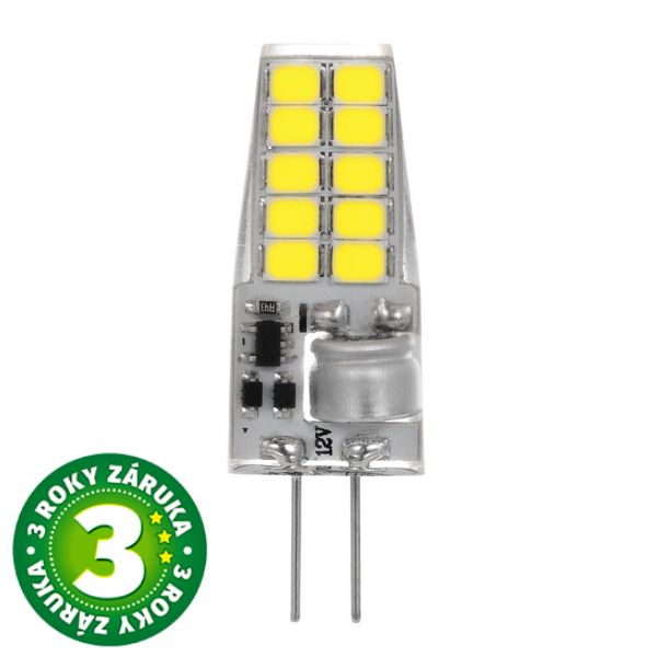 Prémiová LED žárovka G4 2W 220lm 12V AC/DC, denní, ekv. 19W, 3 roky záruka