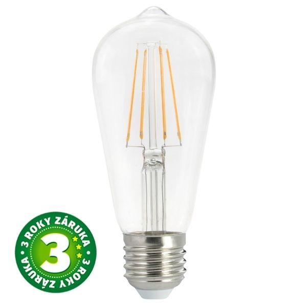 Prémiová retro LED žárovka E27 7W 806lm ST57 teplá, filament, ekv. 60W, 3 roky