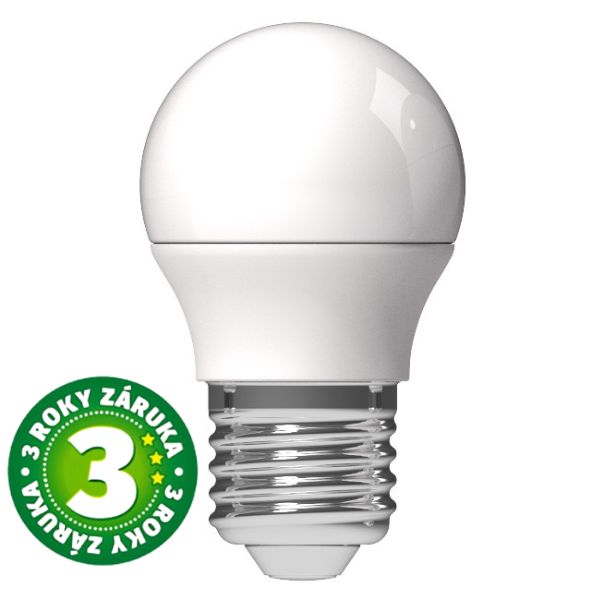 Prémiová LED žárovka E27 4,5W 470lm G45 denní, ekv. 40W, 3 roky