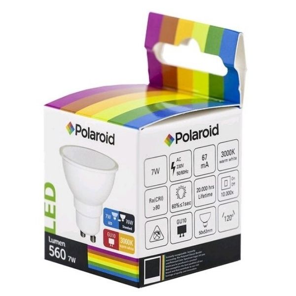 Polaroid LED žárovka GU10 7W 540lm teplá, ekvivalent 45W