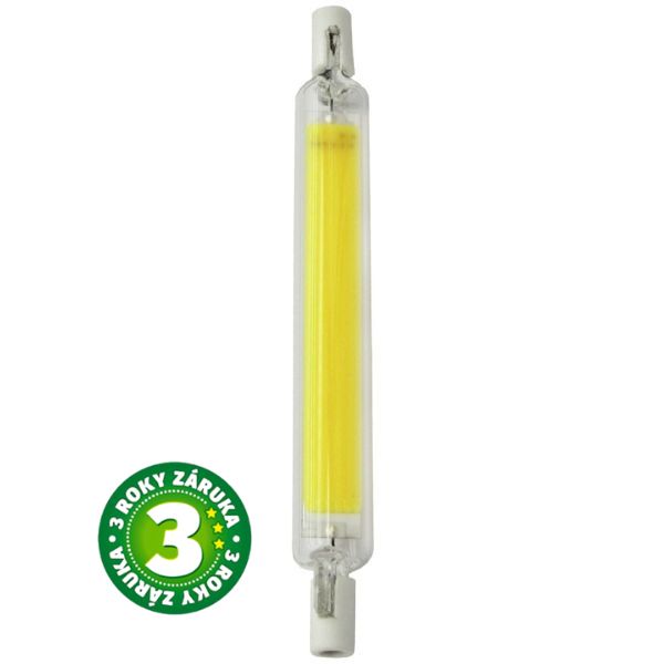 Prémiová LED žárovka R7s 118mm, 7W, 700lm, COB, denní, ekvivalent 54W