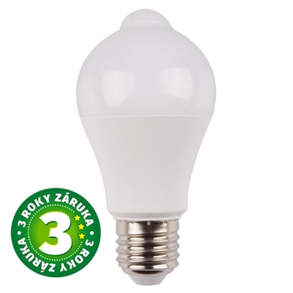 Prémiová LED žárovka E27 s čidlem pohybu 8,8W 806lm, denní, ekv. 60W, 3 roky