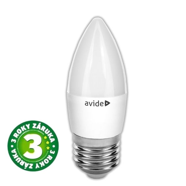 Prémiová LED žárovka svíčka E27 6W 570lm denní, ekv. 46W, 3 roky