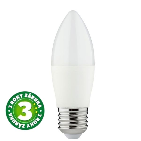 Prémiová LED žárovka svíčka E27 8W 820lm denní, ekv. 61W, 3 roky