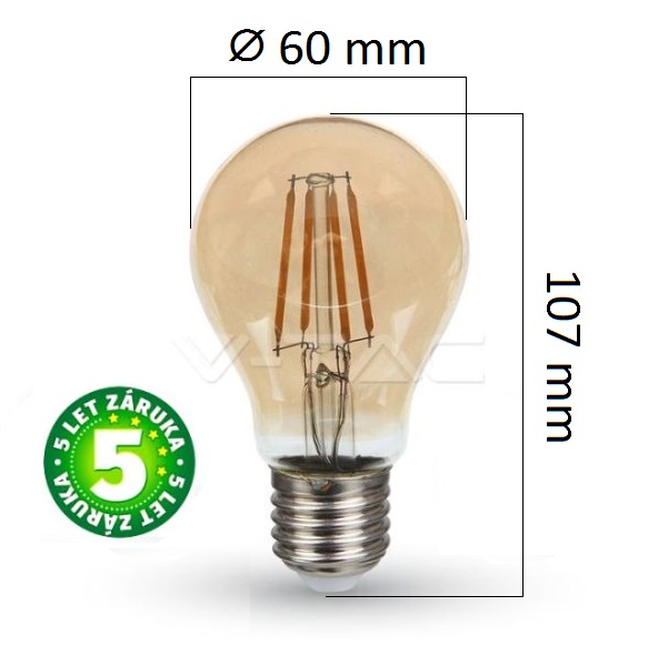 Prémiová retro LED žárovka E27 SAMSUNG čipy 4W 350lm teplá, filament