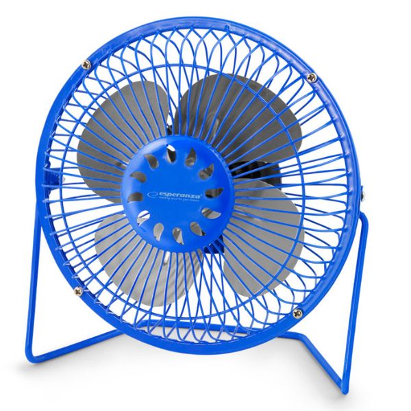 Malý stolní ventilátor 17cm, 2,5W, USB, výklopný, modrý 
