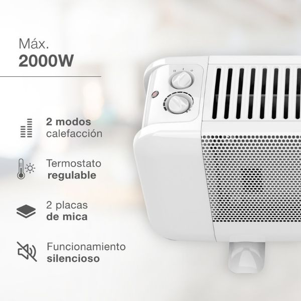 Slídový radiátor mica 2 stupně výkonu, max 2000W, termostat, až na 25m2, 3 roky záruka