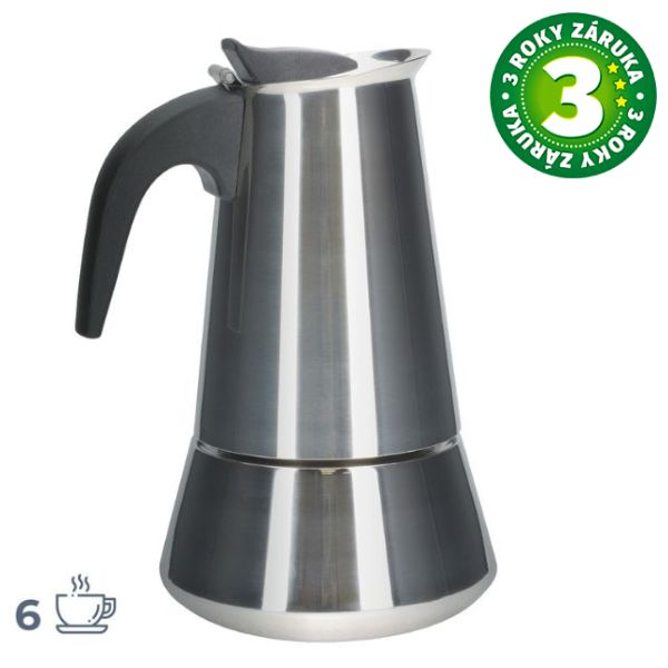Moka konvička Sembe na 6 šálků, na všechny sporáky včetně indukce, nerez, 3 roky záruka