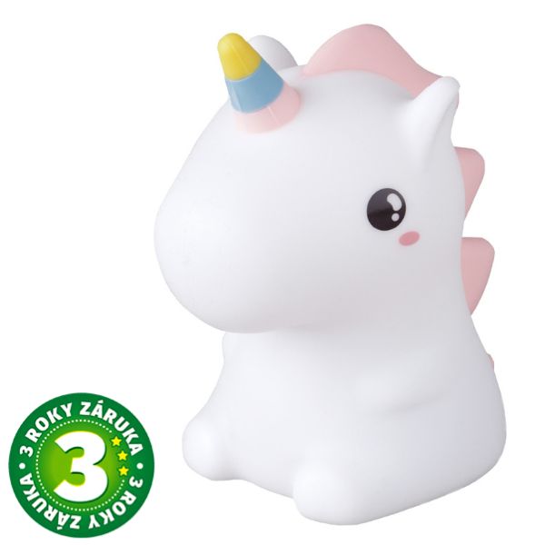 Noční světlo jednorožec 15cm GSC, teplá + RGB, nabíjecí, 3 roky záruka