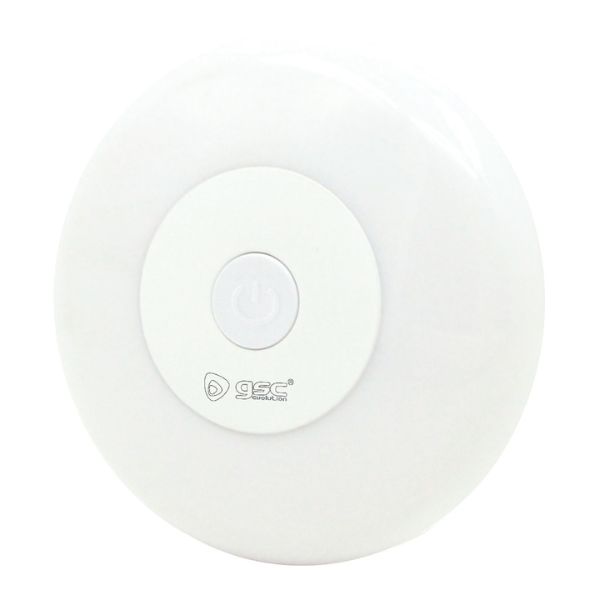 Noční světlo do zásuvky s vypínačem Dondi GSC, 1W, 35lm, RGB a studená bílá, bílý kruh