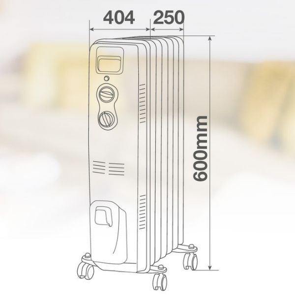 Olejový radiátor 3 režimy max 2000W 9 žeber kolečka, na 18m2, 3 roky záruka